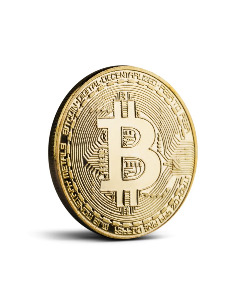 Guldmynt med bitcoinsymbol